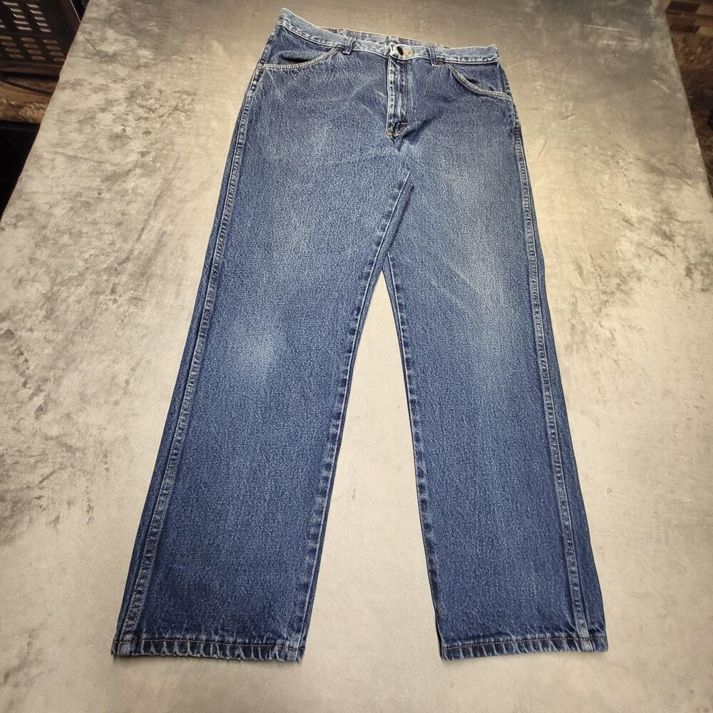 Rustler Jeans Mens 36x30 Blue Relaxed Straight Medium Wash Cotton Pockets